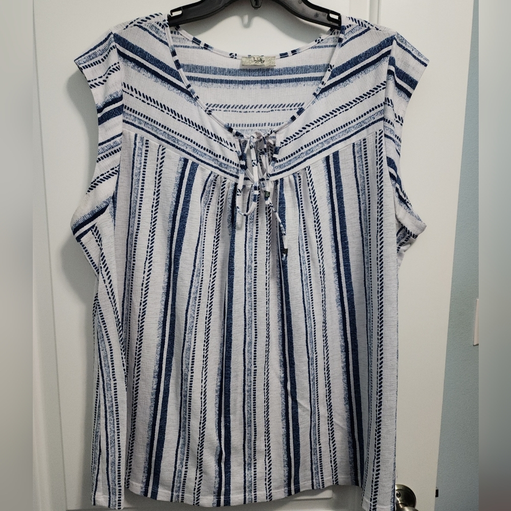Ivy Ridge blue and white Stripe shirt sz 2x
